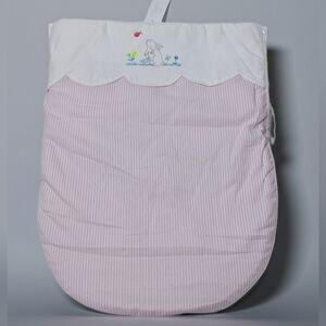 Jacadi Paris Hand Embroidered Baby Footmuff Bunting Pink Stripe NWT